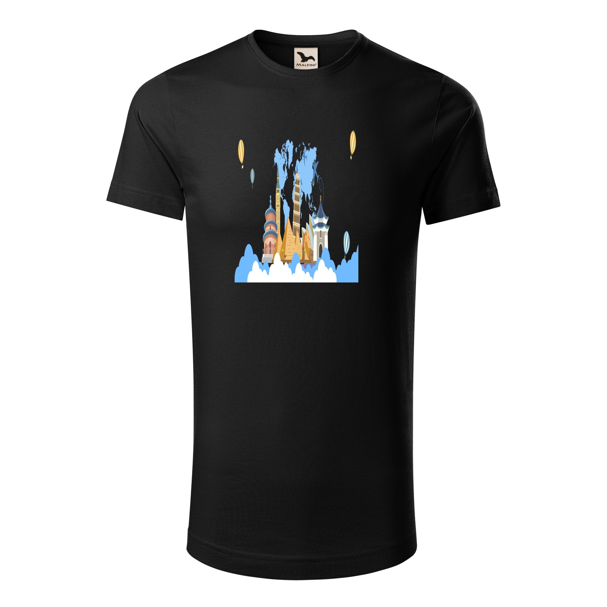 Tricou barbati clasic, Malfini, See The World, Negru, S