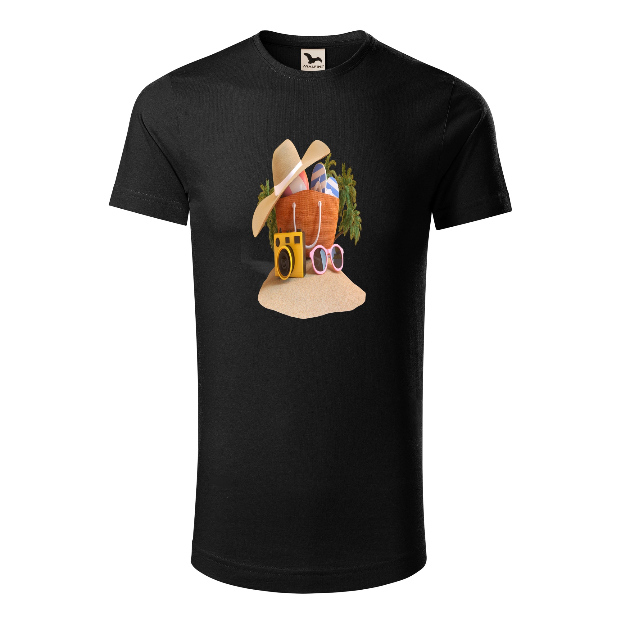 Tricou barbati clasic, Malfini, Beach Lover, Negru, S