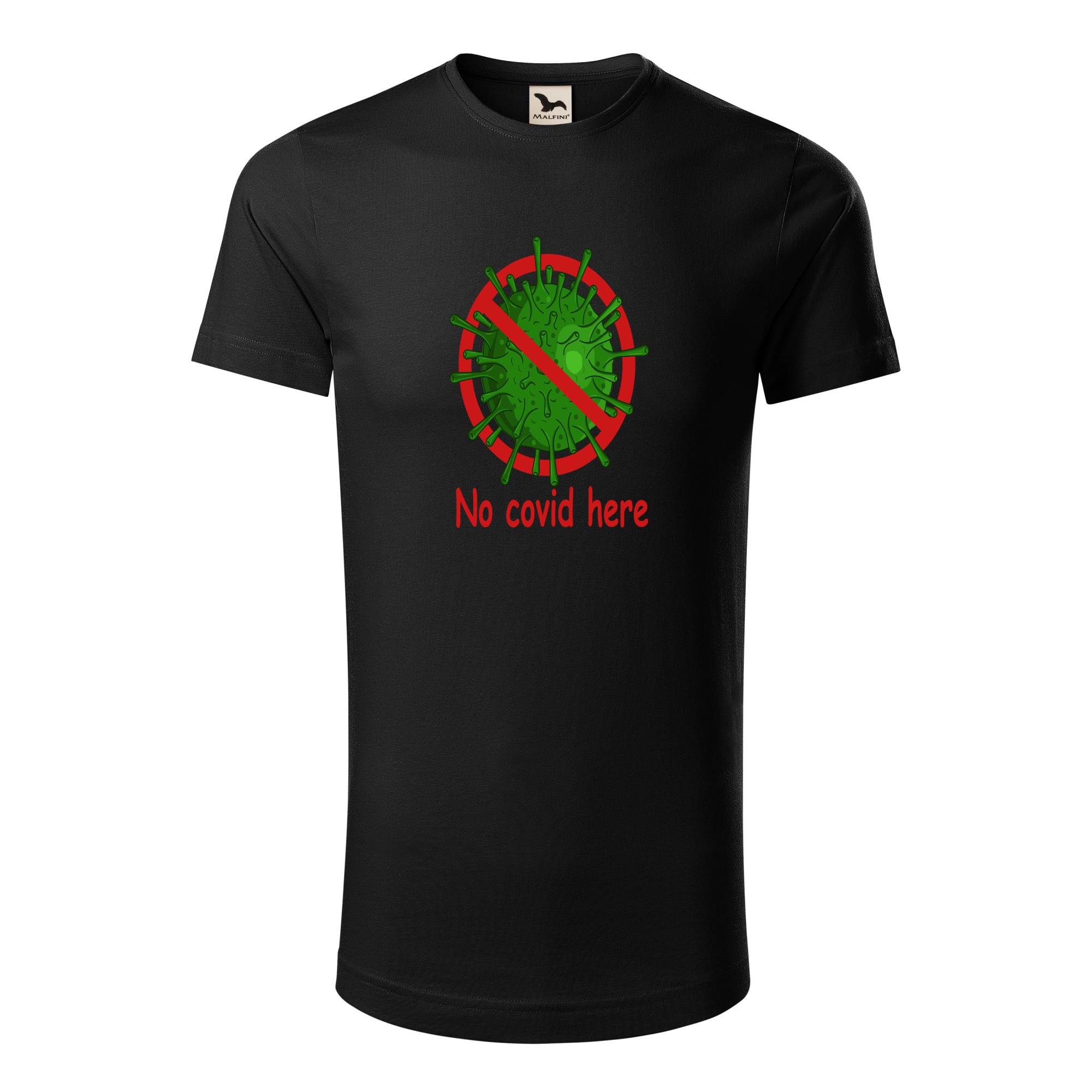 Tricou barbati clasic, Malfini, No Covid Here, Negru, S