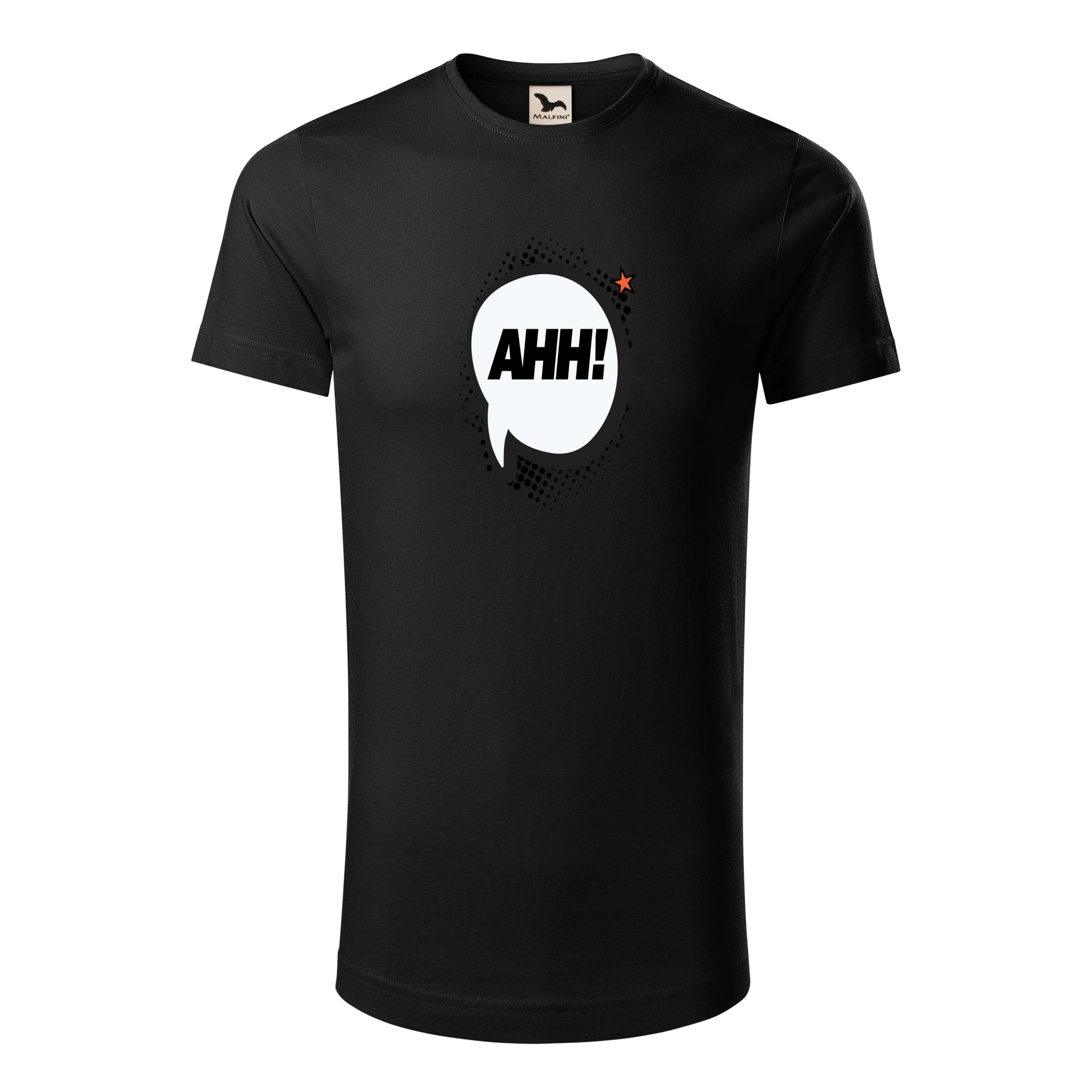 Tricou barbati clasic, Malfini, Comic Ahh, Negru, S