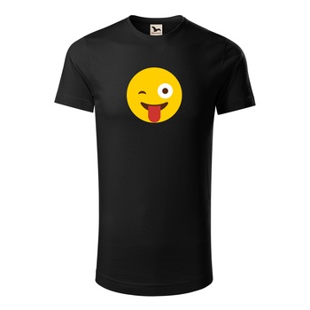 Tricou barbati clasic, Malfini, Emoji Tongue Out, Negru, S Tricou barbati clasic, Malfini, Emoji Tongue Out, Negru, S