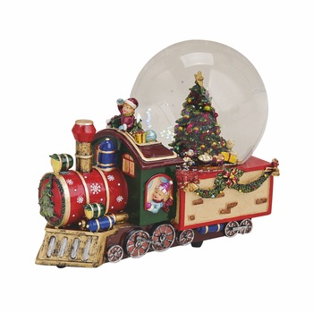 Locomotiva cu cutie muzicala si glob de zapada, 22 cm Locomotiva cu cutie muzicala si glob de zapada, 22 cm
