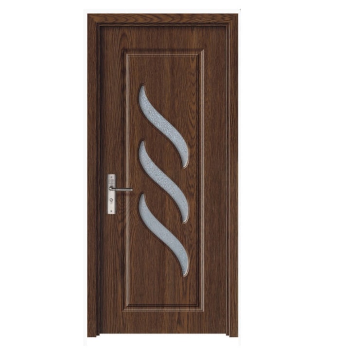 Вътрешна дървена врата със стъкло Super Door F12-68-S ляво / дясно, включени панти и дръжка, Кафява 203 x 68 cm