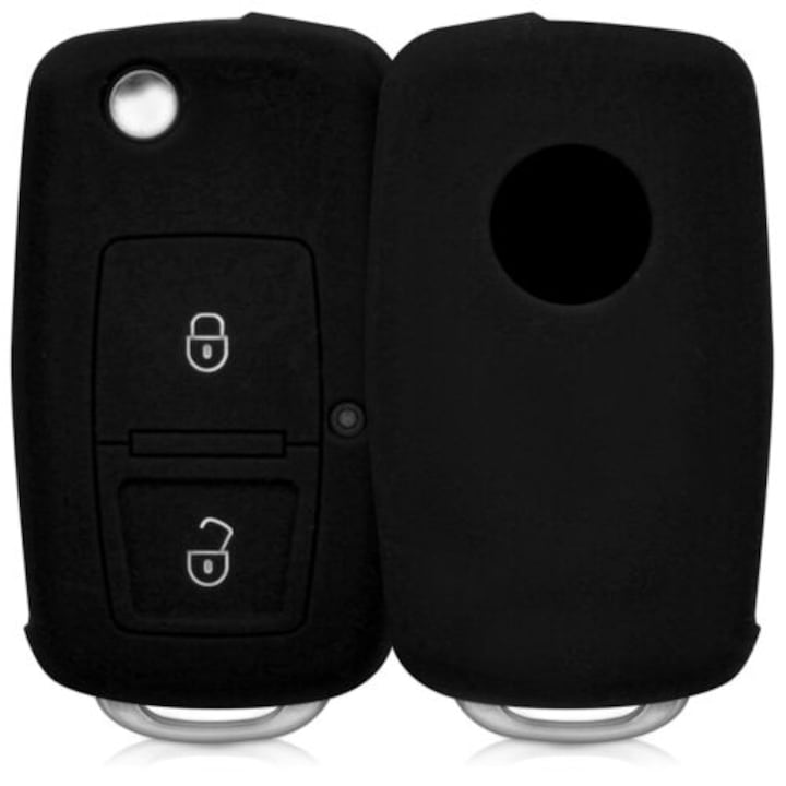 Autókulcsvédő VW / Skoda / Seat - 2 gombos, szilikon, fekete, 41629.01