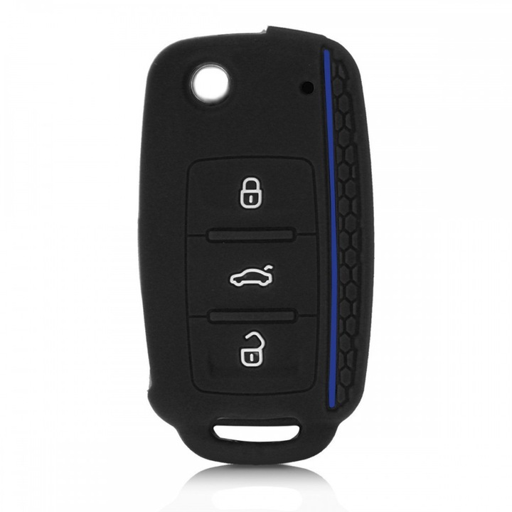 Kwmobile autó kulcstartó, VW, Skoda, SEAT modellekhez, 3 gombos, szilikon, 43879.61, többszínű