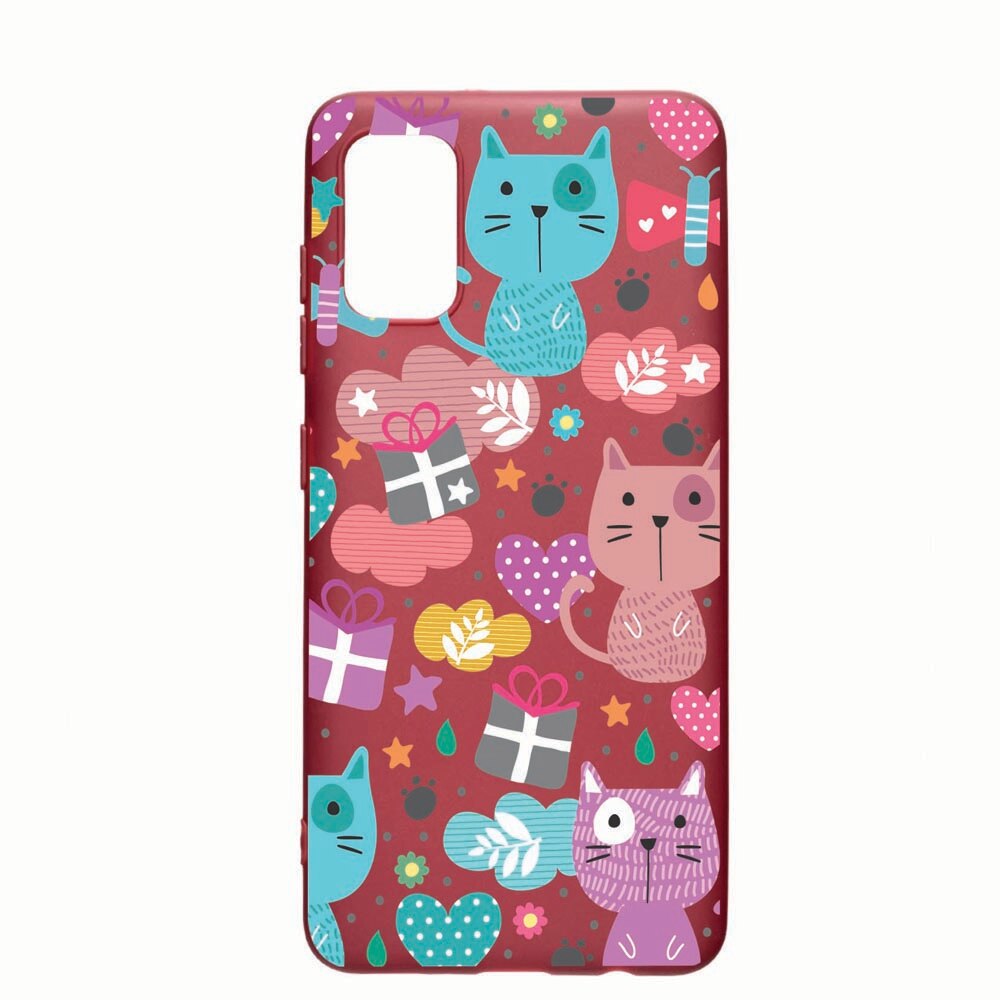 Husa Samsung Galaxy A51, Lovely Cat, rezistenta la uzura, anti-alunecare, din silicon Premium, Pomegranate 41