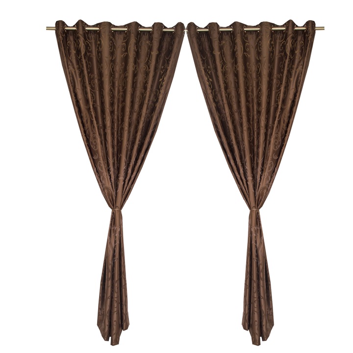 Set draperii Velaria jacard wenge, 2*150x220 cm
