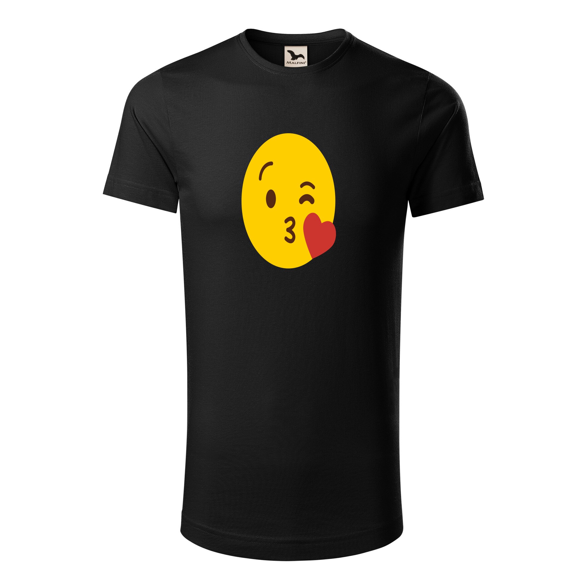 Tricou barbati clasic, Malfini, Emoji Kissing Face, Negru, S