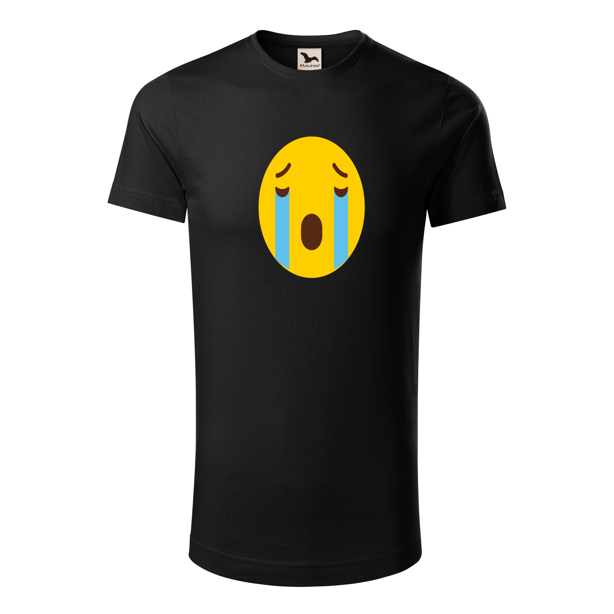Tricou barbati clasic, Malfini, Emoji Crying like a river Face, Negru, S