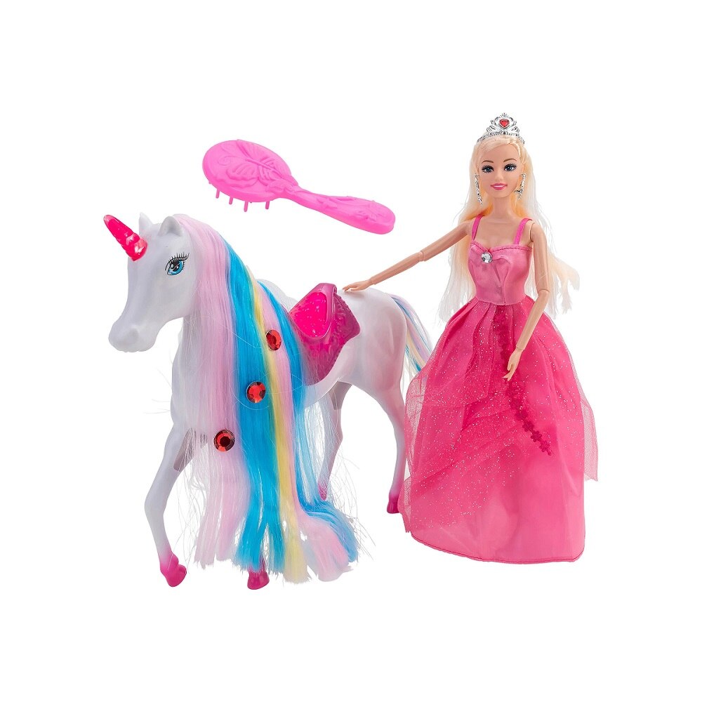 Papusa cu unicorn Globo Wtoy cu lumini si diverse accesorii