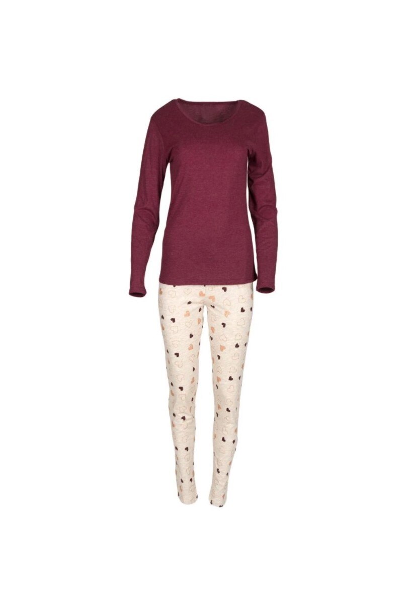 Pijama de dama, Zola®, pentru sezonul rece, Bej/Grena