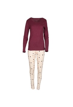 Pijama de dama, Zola®, pentru sezonul rece, Bej/Grena Pijama de dama, Zola®, pentru sezonul rece, Bej/Grena