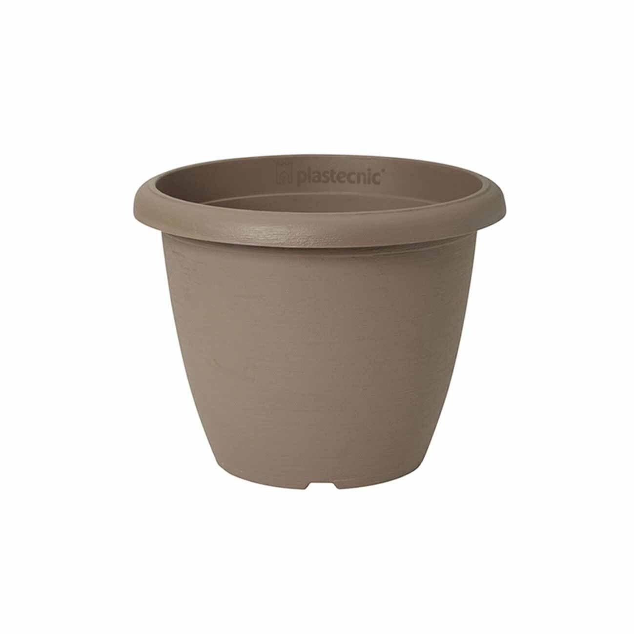 Ghiveci cu farfurie, Terrae Bell, diametru 40 cm, bej inchis