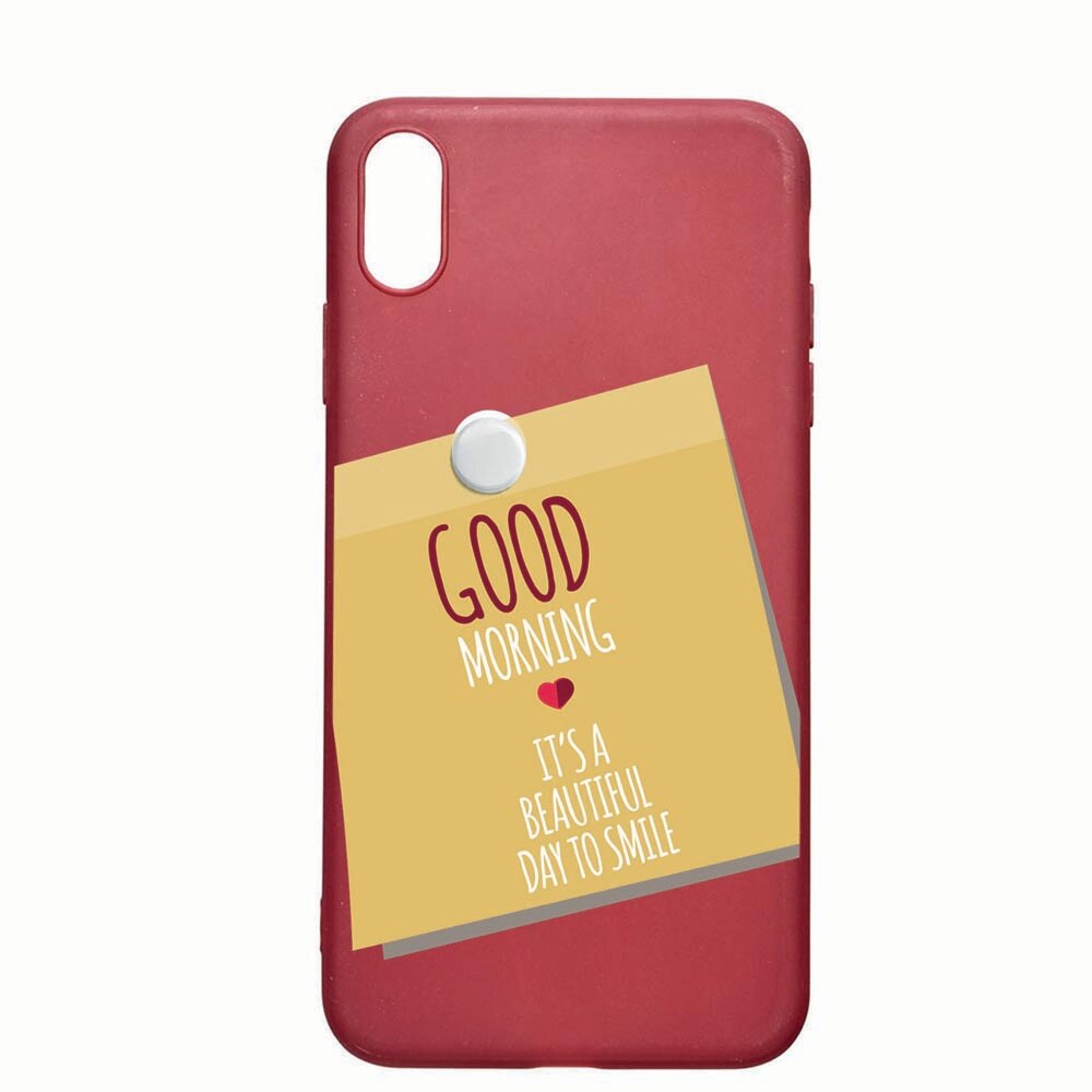 Husa Samsung Galaxy A10, Sticker Good Morning, rezistenta la uzura, anti-alunecare, din silicon Premium, Pomegranate 48