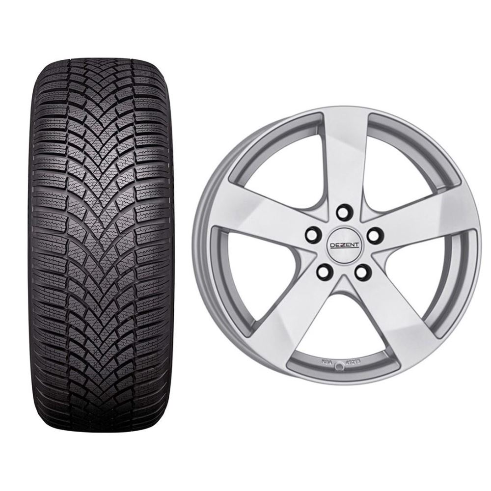 Roata completa Jeep Renegade, Jeep Compass janta aliaj Dezent TD 7x16 + anvelopa iarna Bridgestone Blizzak LM005 215/65R16 98H + Senzor presiune ALCAR