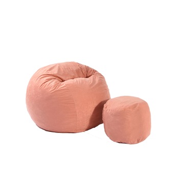 Fotoliu Pufrelax King Size si otoman Salmon (Gama Premium Textil) umplut cu fulgi de burete memory mix Fotoliu Pufrelax King Size si otoman Salmon (Gama Premium Textil) umplut cu fulgi de burete memory mix