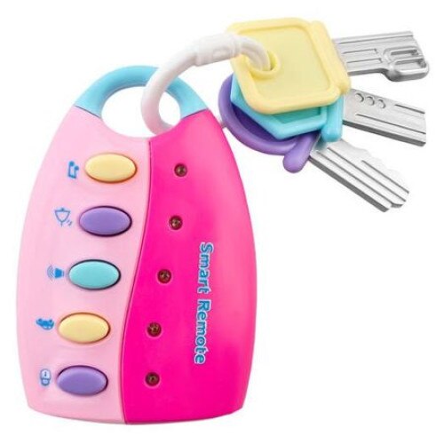 Telecomanda cu chei pentru copii cu sunete reale si lumini, Roz