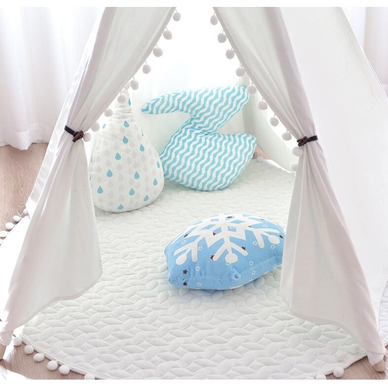 Cort de Joaca stil Indian, DenisNetwork™, Structura din Lemn, Bumbac, Alb