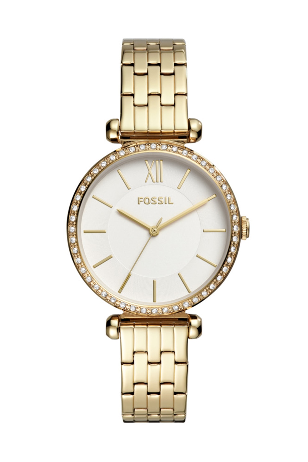 Fossil, Ceas din otel inoxidabil decorat cu cristale, Auriu deschis