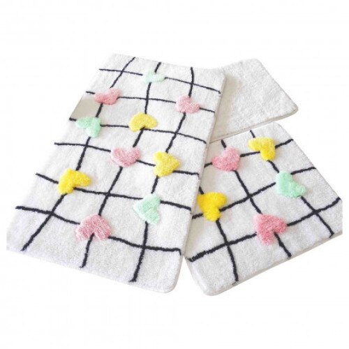 Set 3 Covorase de baie, Alice Multicolor, 100 % Acril, Chilai Home