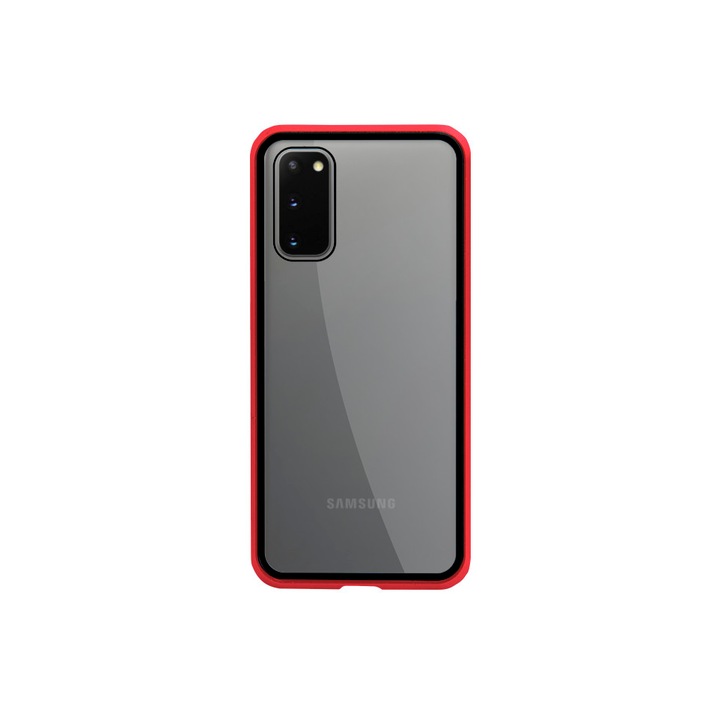 Магнитен Кейс за Samsung Galaxy S20, Стъклен гръб, Червен