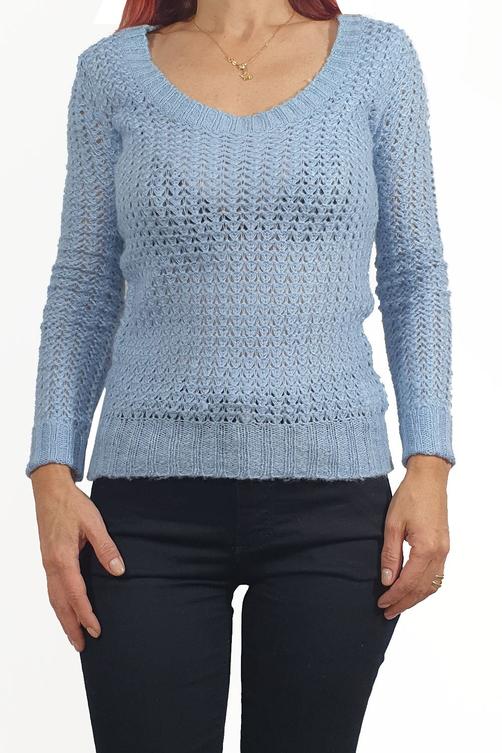 Pulover dama Tally Weijl, material acril, Bleumarin inchis