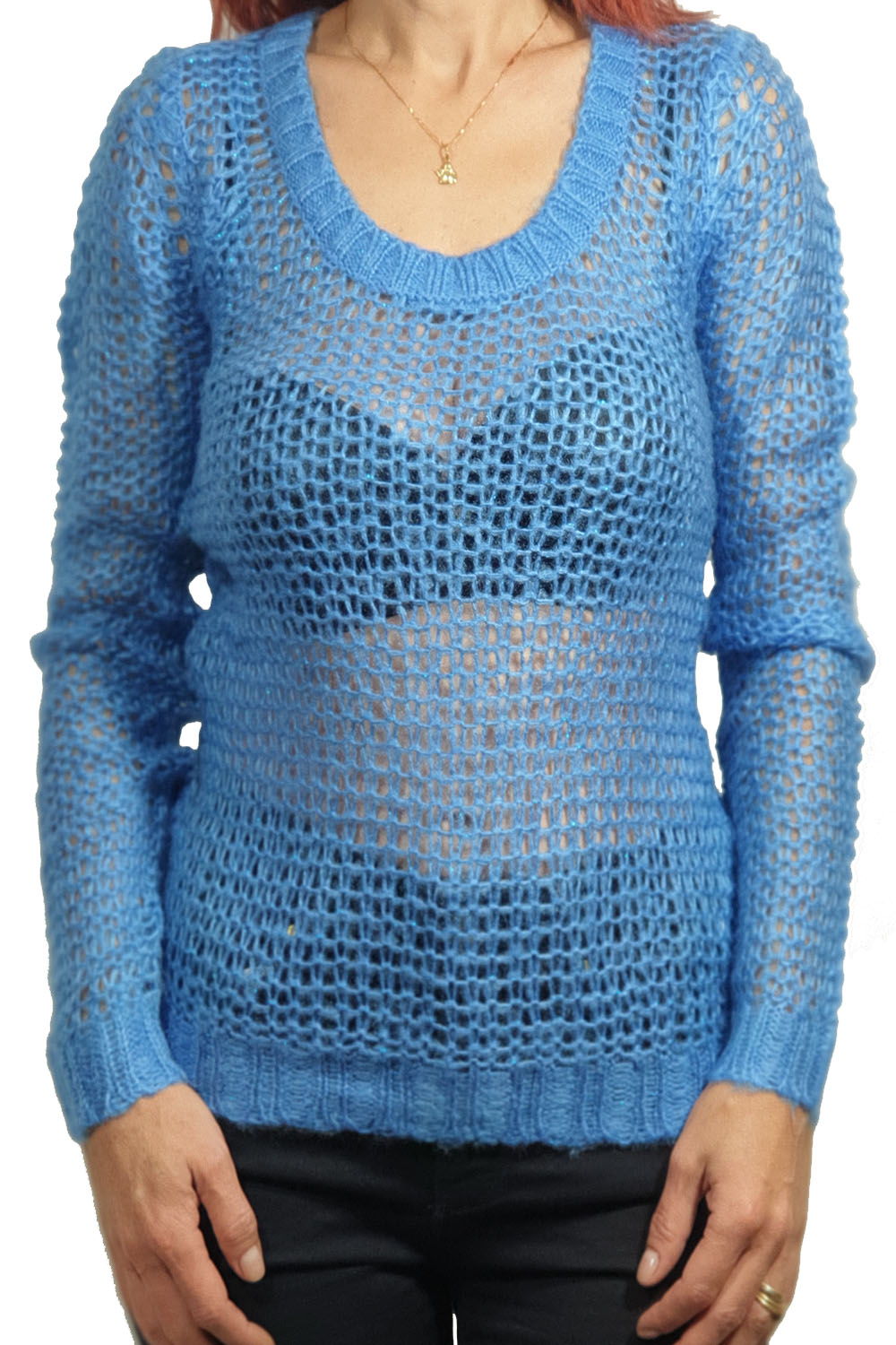 Pulover dama Tally Weijl, albastru si lame albastru, XS