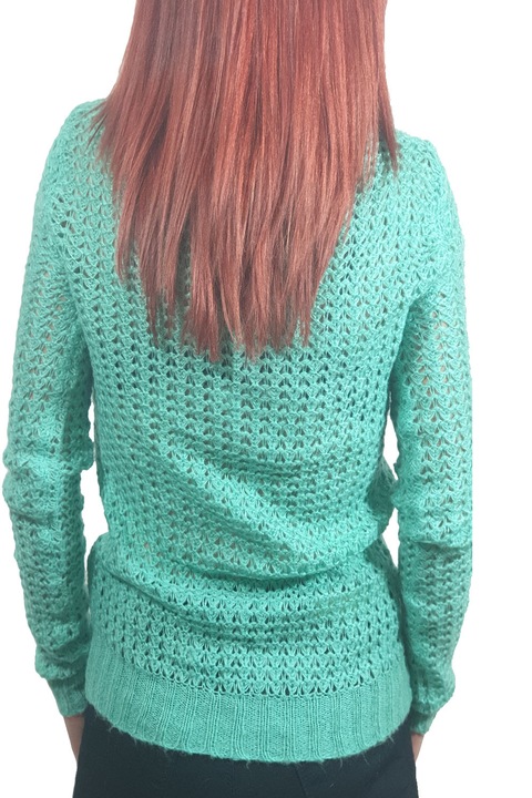 Pulover dama Tally Weijl, verde aquamarine si insertie de lame ,S