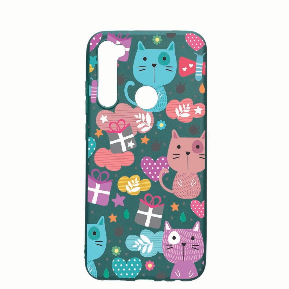 Husa Xiaomi Redmi Note 8, Lovely Cat, rezistenta la uzura, anti-alunecare, din silicon Premium, forest green 41