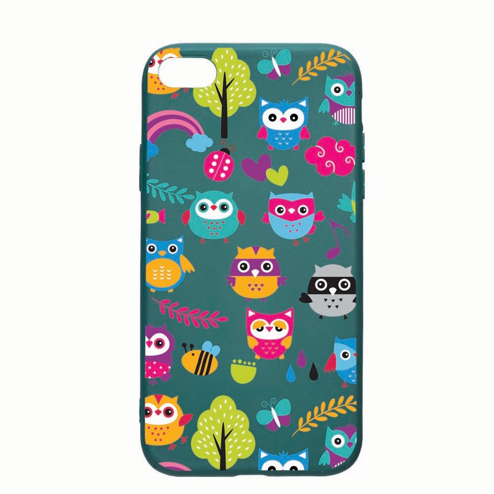 Husa Apple iPhone SE 2 / iPhone 8 / iPhone 7, Owl, rezistenta la uzura, anti-alunecare, din silicon Premium, forest green 43