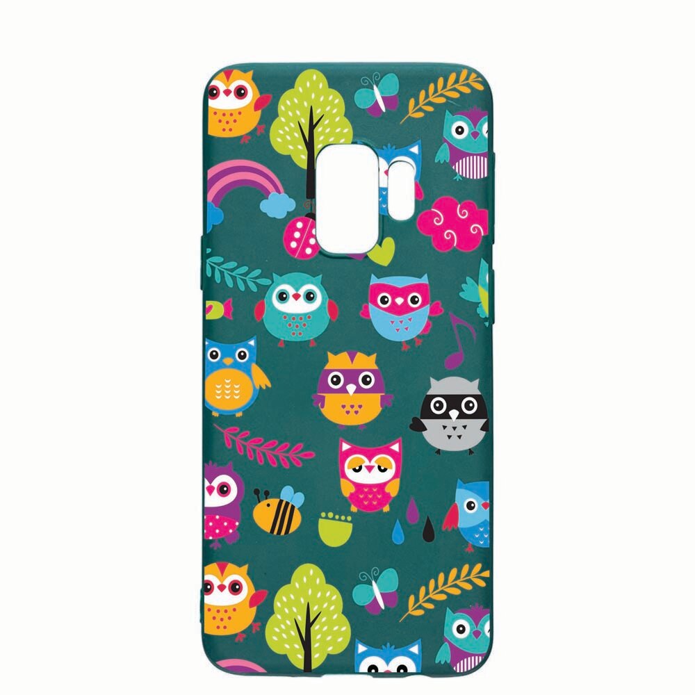 Husa Samsung Galaxy S9, Owl, rezistenta la uzura, anti-alunecare, din silicon Premium, forest green 43