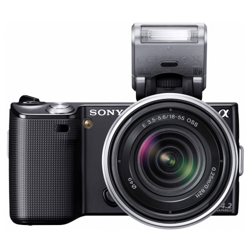 Sony NEX-5, 14.2MP, Black + Obiectiv 18-55mm, Silver - eMAG.ro