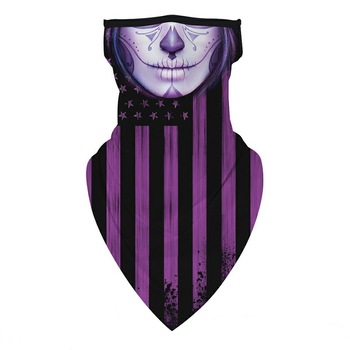 Masca tip esarfa din microfibra, protectie nas si gat, model craniu mexican, Negru mov, BBL1857 Masca tip esarfa din microfibra, protectie nas si gat, model craniu mexican, Negru mov, BBL1857