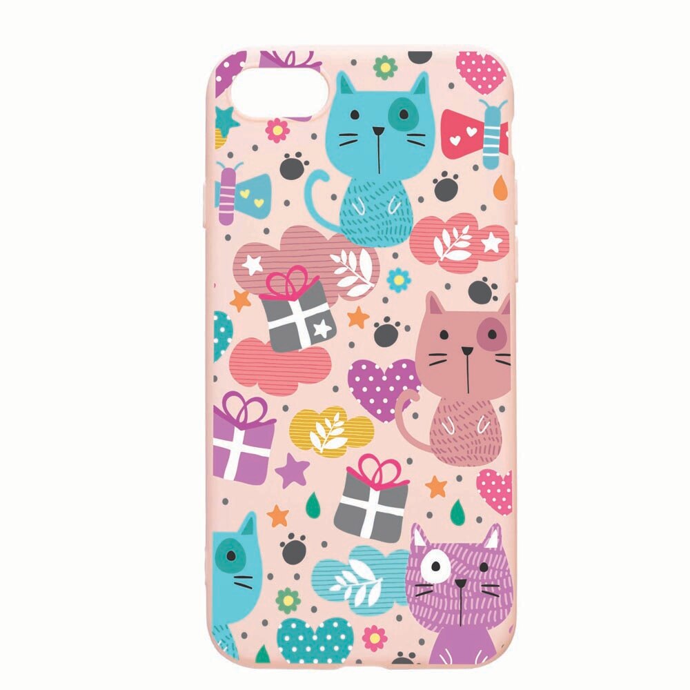 Husa Apple iPhone SE 2 / iPhone 7 / iPhone 8, Lovely Cat, rezistenta la uzura, anti-alunecare, din silicon Premium, Pink Sand 41