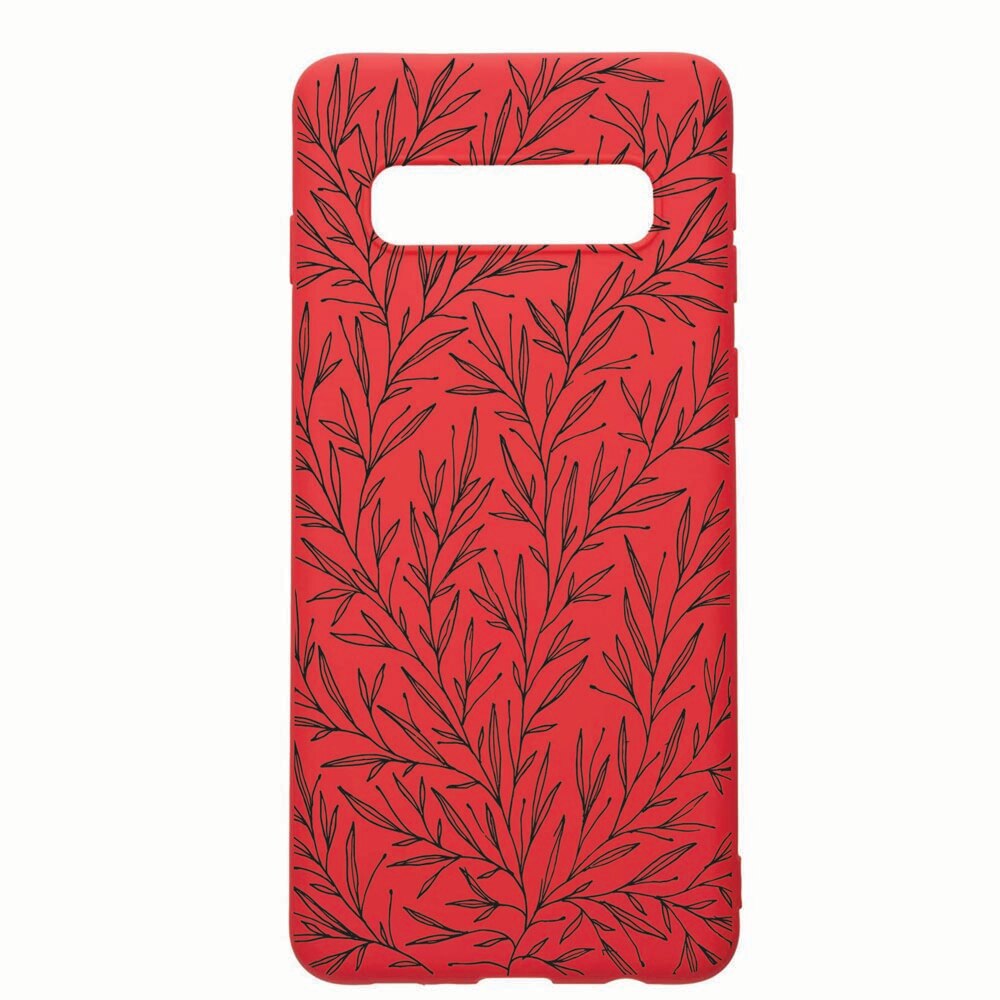 Husa Samsung Galaxy S10 Plus, Leaf, rezistenta la uzura, anti-alunecare, din silicon Premium, red 17