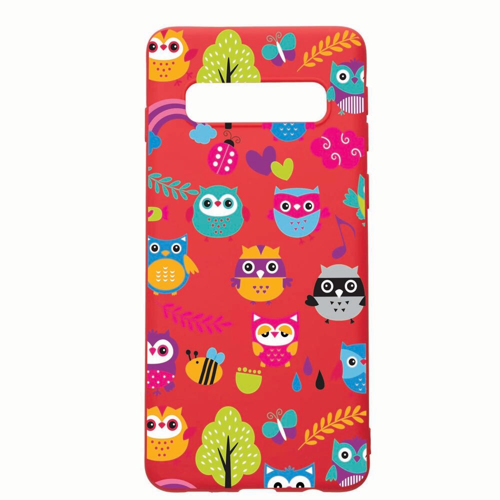 Husa Samsung Galaxy S10, Owl, rezistenta la uzura, anti-alunecare, din silicon Premium, red 43