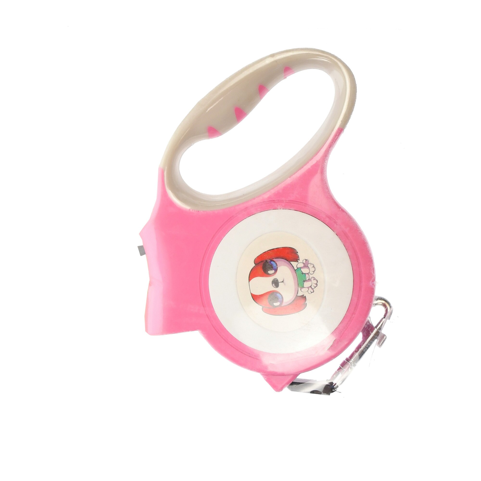 Lesa retractabila, 5 metri, greutate caine 35 kg, cu lanterna, roz - FG901