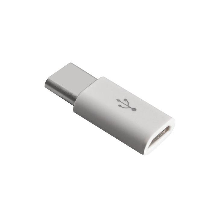 Adaptor MicroUSB la Type-C, SmartGSM, Alb