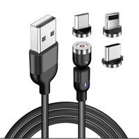 cablu de incarcare rapida si transfer de date 3a magnetic 3 in 1 lightning type-c  micro-usb rotatie 540 grade imagen 3_0_
0