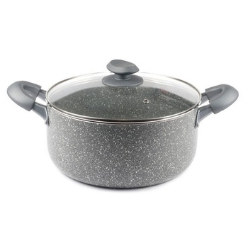 Oala aluminiu, cu capac sticla, 24x11 cm,invelis granit,volum 3.5l Oala aluminiu, cu capac sticla, 24x11 cm,invelis granit,volum 3.5l