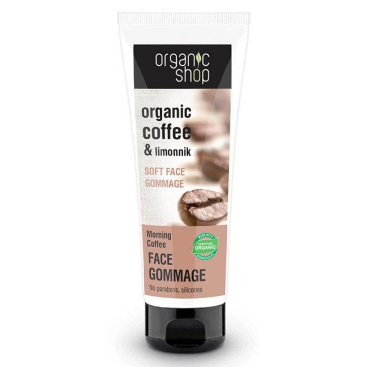 Gomaj organic bland pentru ten cu cafea pentru revigorare si energizare Organic Shop Morning Coffee, 75 ml
