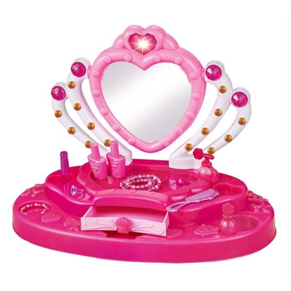 Cutie de bijuterii cu oglinda pentru fetite Felis, Lumini si sunet, Accesorii incluse, Roz