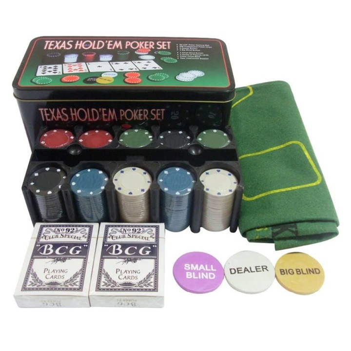 Комплект за покер Black Texas Holden Poker Set 200 чипа, 2 карти, мат, кутия