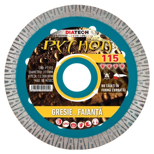 Disc diamantat Python pentru gresie 115x22.2x1.3 mm