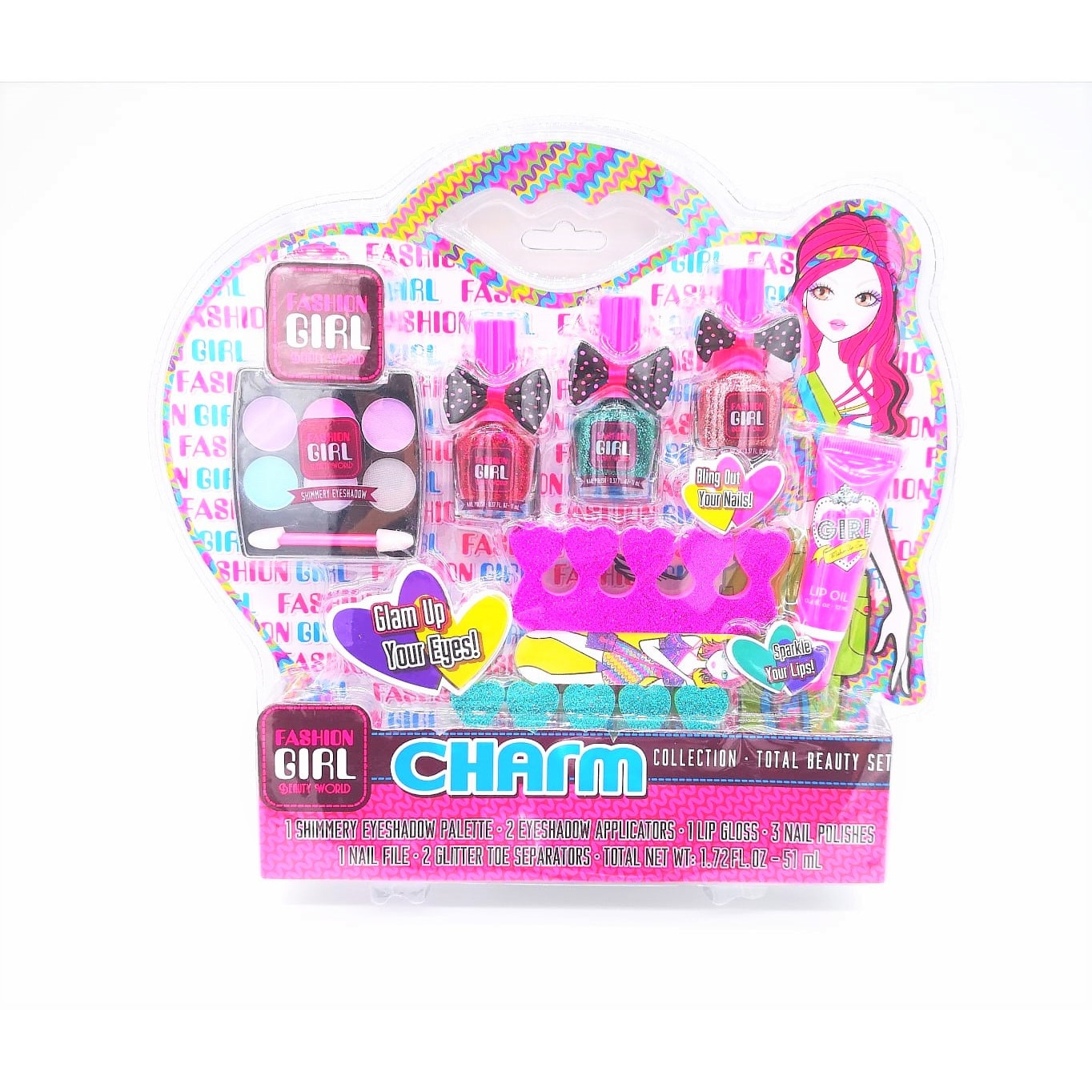 Set, kit manichiura si make-up pentru copii - CHARM, 8 piese