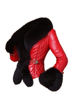 Jachete dama din piele ecologica si guler din blana, Rosu Negru Jachete dama din piele ecologica si guler din blana, Rosu Negru
