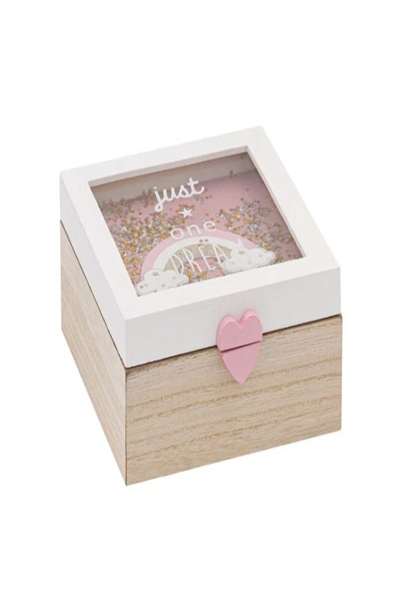 Indefinite gap Commotion Cutie bijuterii pentru fetite, din lemn, model curcubeu, cu confetti, 15 x  15 x 7 cm - eMAG.ro