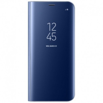 Husa Samsung Galaxy Note 10 Plus, Flip Wallet Clear, Albastru Husa Samsung Galaxy Note 10 Plus, Flip Wallet Clear, Albastru