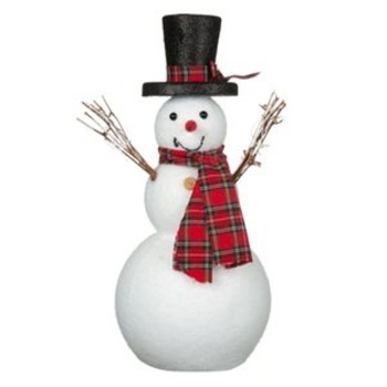 Decoratiune, model om de zapada cu fular,caciula, alb si rosu, maini sub forma de crengi,dimensiune 43 cm Decoratiune, model om de zapada cu fular,caciula, alb si rosu, maini sub forma de crengi,dimensiune 43 cm