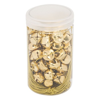 Set 70 clopotei aurii metalici de Craciun, 1.5 cm Set 70 clopotei aurii metalici de Craciun, 1.5 cm